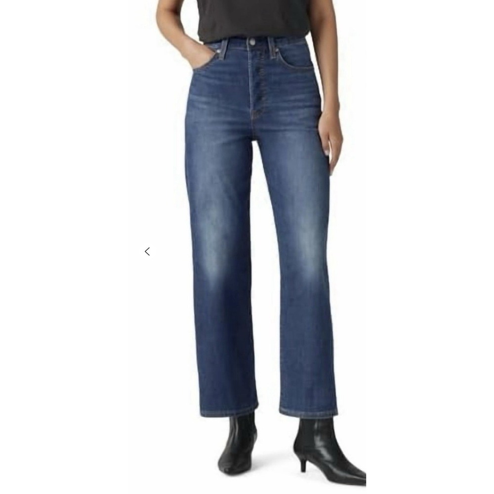 New! Levi Rib Cage Straight Ankle Jeans Women's 29" Mid Wash High Rise Retro